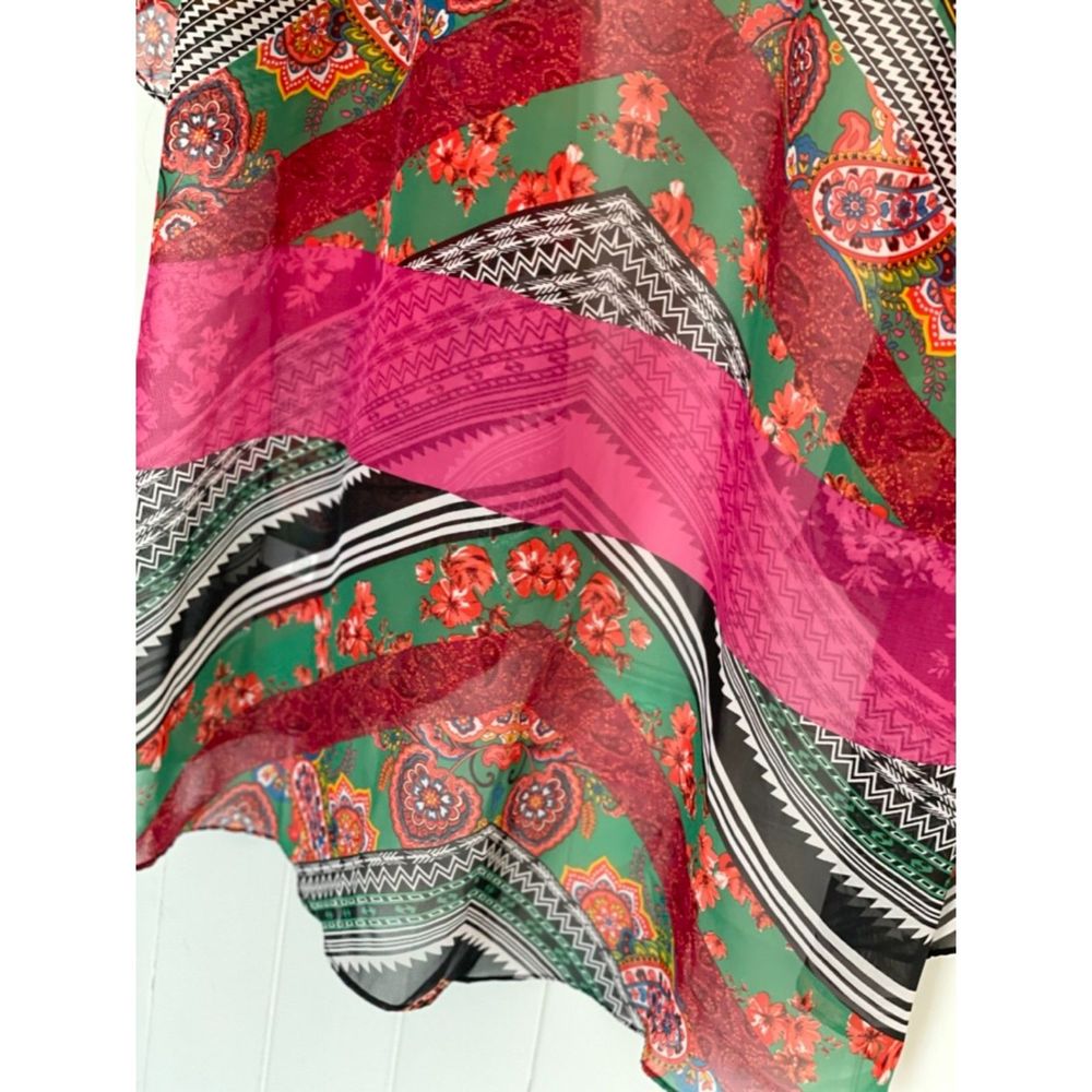 EST 1946 Long Open Front Colorful Kimono Size Large Boho Whimsical B85 - Picture 14 of 15